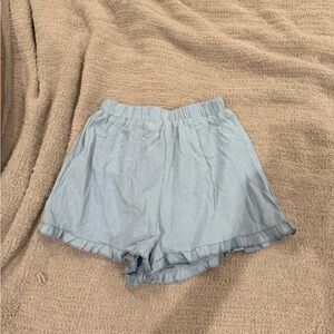 SHEIN Girls Ruffle Hem Shorts - Light Blue
